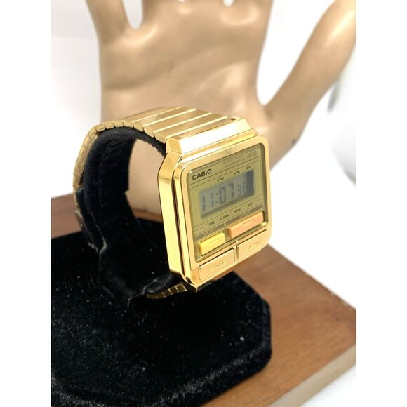 Casio Men's Watch A120WE Quartz Retro Digital Gold Stainless Steel 33mm - Picture 13 of 13